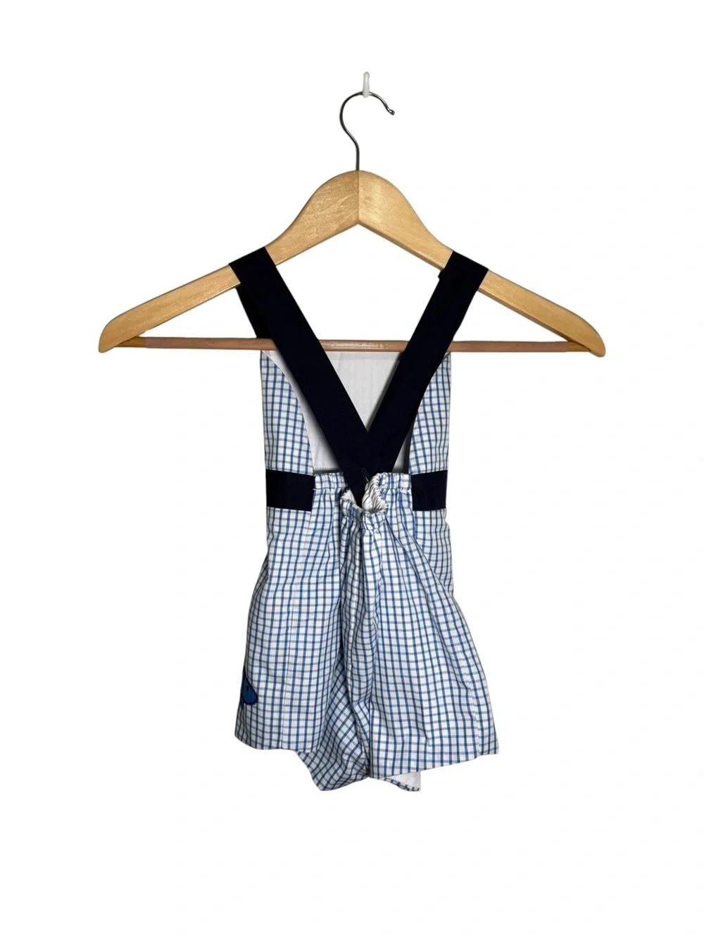 The Beaufort Bonnet Company Shadley Shortall Blue Windowpane Fish Applique NWT